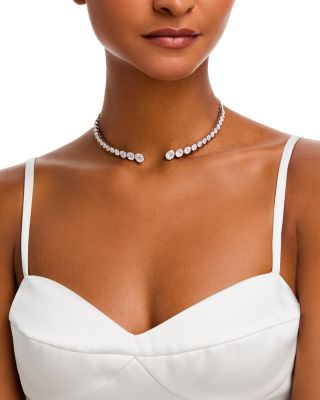 Illusion Set Diamond Collar Necklace in 18K White Gold, 8.02 tcw - Exclusive
