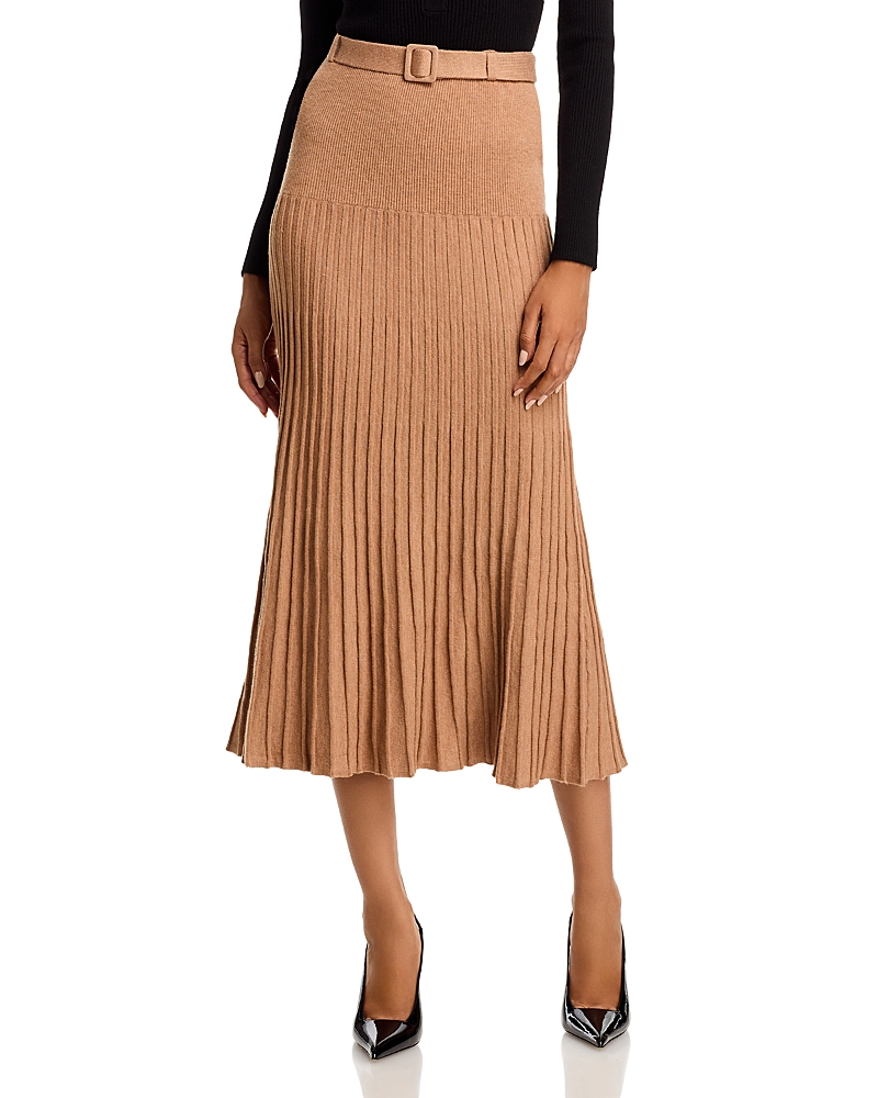 525 Rory Pleated Midi Skirt In Brown