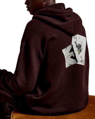 Twill Hooded Sweatshirt With Playing Cards Print at Back