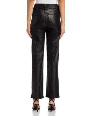 Le Sleek Coated High Rise Straight Jeans in Mood Ring 