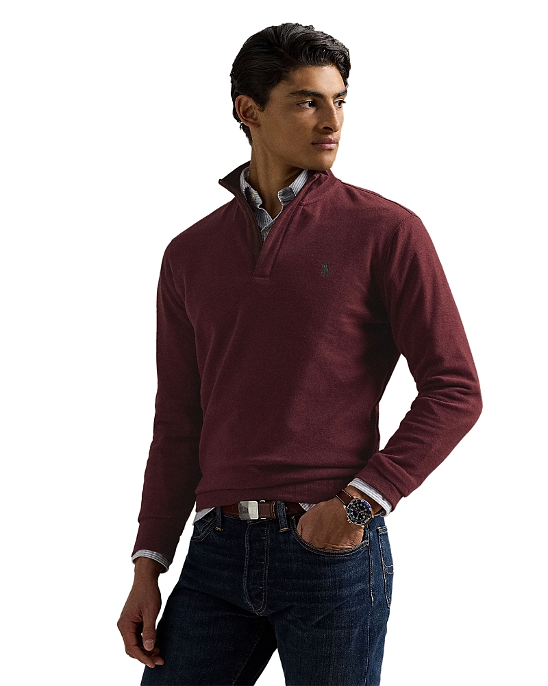 Polo Ralph Lauren Long Sleeve Quarter Zip Pullover In Burgundy