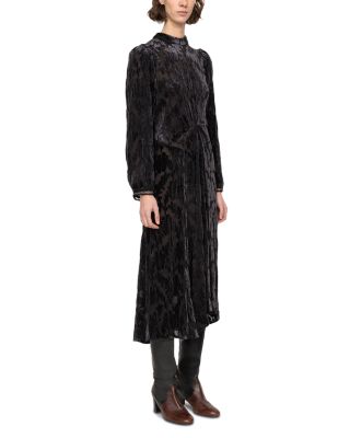 Regine Burnout Velvet Midi Dress