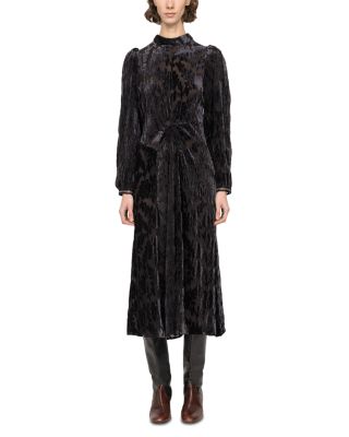 Regine Burnout Velvet Midi Dress