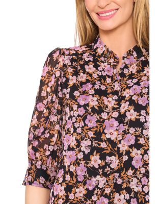 Printed Ruched Sleeve Top