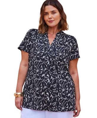 Print Nehru Collar Top