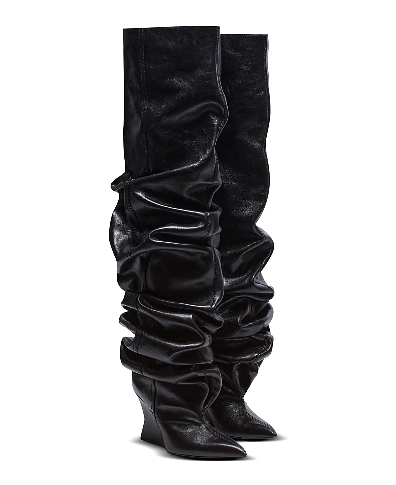 Balmain Women's Wedge Thigh-high Boots In Black
