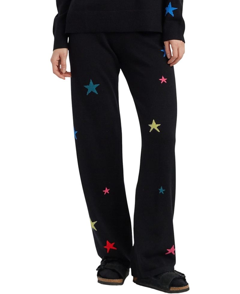 Chinti & Parker Women's Wool Cashmere Star Wide Leg Track Pants In Multi