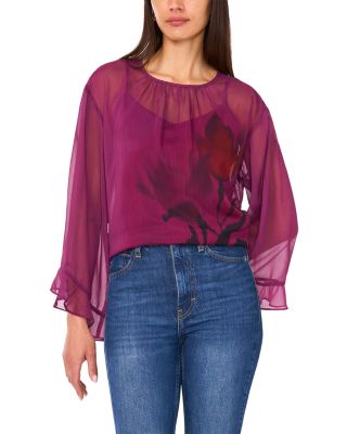 Crewneck Flutter Sleeve Top