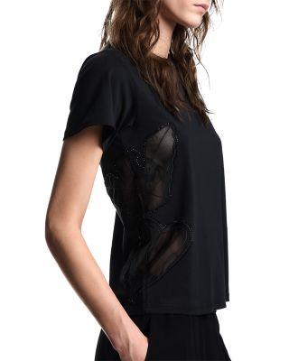 Rhinestone Tulle Inset Tee