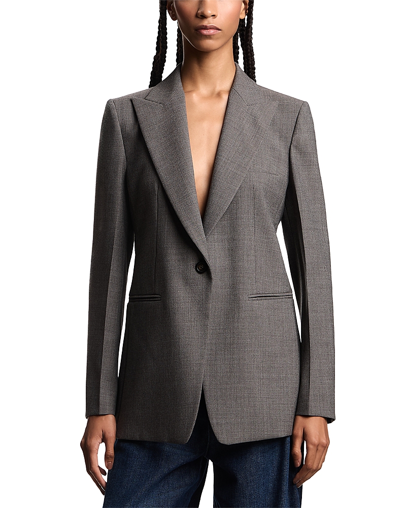 Emporio Armani Peak Lapel Blazer In Gray