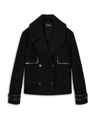 Fleece Faux Leather Trim Jacket