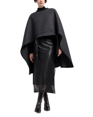 Leather Square Lasercut Midi Skirt