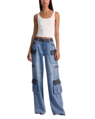 Cay Mid Rise Baggy Cargo Jeans in Celine Vintage