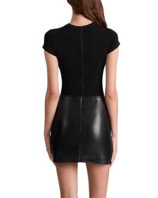 Sydney Faux Leather A Line Mini Dress