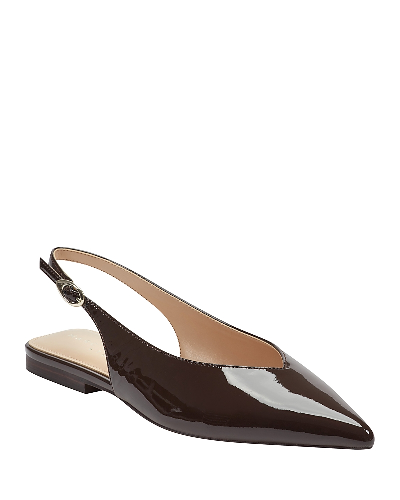 Marc Fisher Ltd Gabra Patent Leather Slingback Flats In Brown