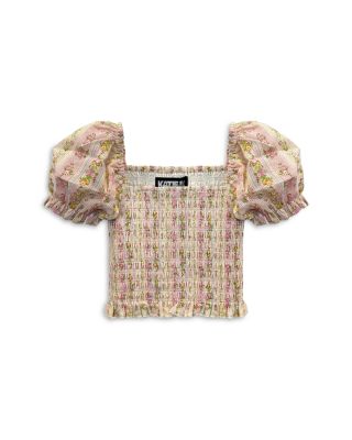 Girls' Marlee Smocked Floral Puff Sleeve Top - Big Kid