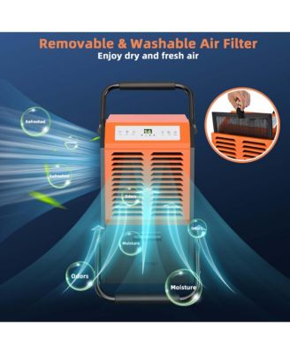  163 PPD Portable Commercial Dehumidifier w/Water Tank&Drainage Pipe for Basement