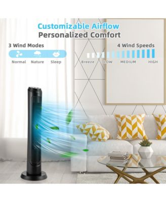 40''Tower Fan with Remote 75 Degree Oscillating Fan with 3 Wind Modes & 4 Wind Speeds