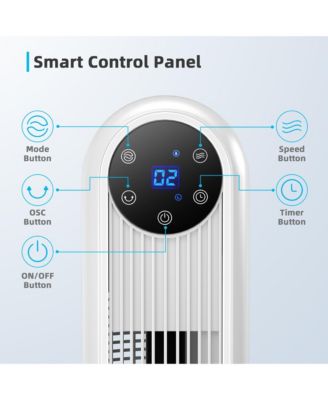 42'' Smart Display Panel 12H Timer Tower Fan with Remote