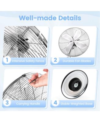16" Standing Pedestal Fan with 3 Speed Settings Carrying Handle Aluminum Blades