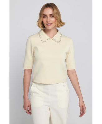 Embellished Collar Knit Top