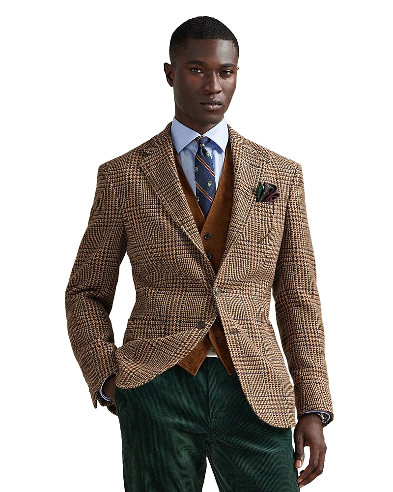 Polo Ralph Lauren Polo Tailored Plaid Wool Sport Coat In Brown