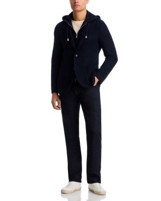 Boiled Wool Slim Fit Sport Coat with Removable Full Zip Hoodie