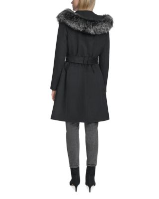 Single Breasted Faux Fur Hooded Coat