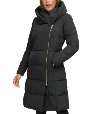 Taffeta Down Zip Front Coat