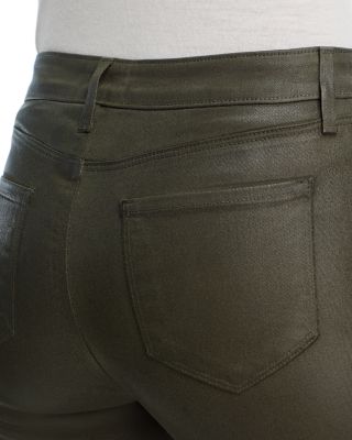 Marguerite Coated High Rise Skinny Jeans in Deep Olive