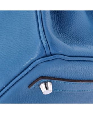Birkin 25 Handbag Blue Epsom with Palladium Hardware