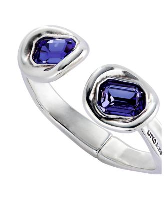 Rigid Sterling Plated Bracelet with Two Crystals