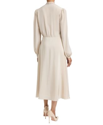 Jenn Silk Midi Dress with Drop Neck Tie