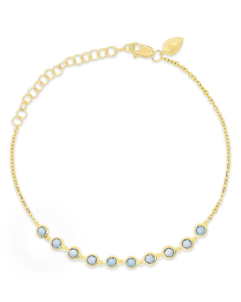 Meira T 14k Yellow Gold Blue Topaz Bezel Chain Link Bracelet In Gold