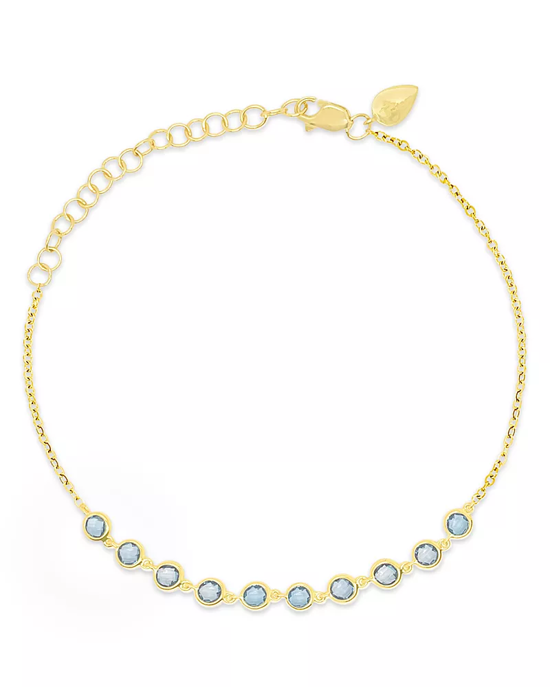 Meira T 14K Yellow Gold Blue Topaz Bezel Chain Link Bracelet