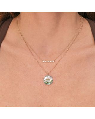 14K Yellow Gold Diamond Baguette Necklace, 0.16 tcw