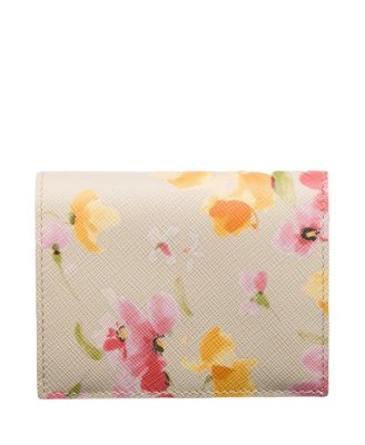 Small Floral-Print Saffiano Leather Wallet