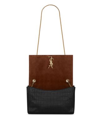 SAINT LAURENT Kate Medium Reversible Shoulder Bag in Croc Embossed