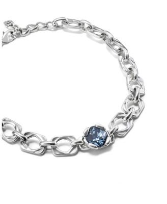  Wide Link Blue Crystal Necklace