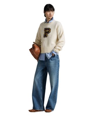 Ralph Lauren P Logo Wool Blend Crewneck Sweater | Bloomingdale's