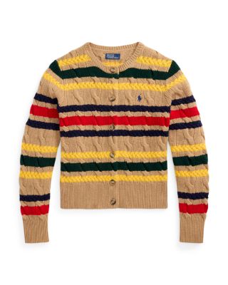Striped Cable Wool Cashmere Cardigan