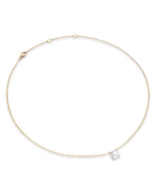 Cultured Freshwater Pearl Classics Necklace in 18K Yellow Gold with Diamonds, 6.5mm