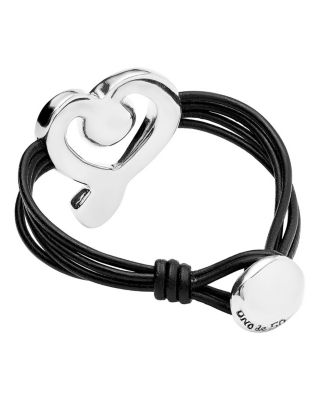  Black Crystal Heart Leather Bracelet