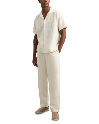 Leon Crochet Regular Fit Button Down Short Sleeve Cuba Shirt