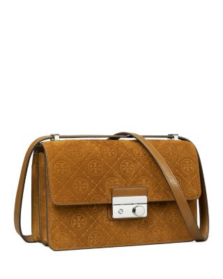 T Monogram Suede Crossbody