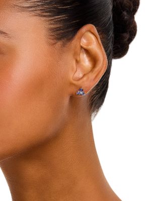 Sapphire &amp; Diamond Trio Stud Earrings in 14K White Gold