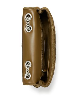 Kira Suede Diamond Quilted Shoulder Bag