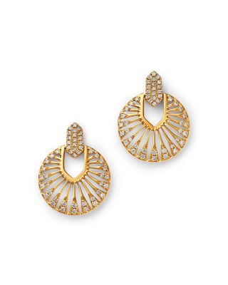 Diamond Doorknocker Drop Earrings in 14K Yellow Gold, 0.25 tcw