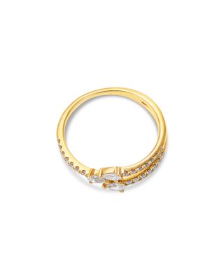 Diamond Pear & Round Bypass Ring in 14K Yellow Gold, 0.42 tcw