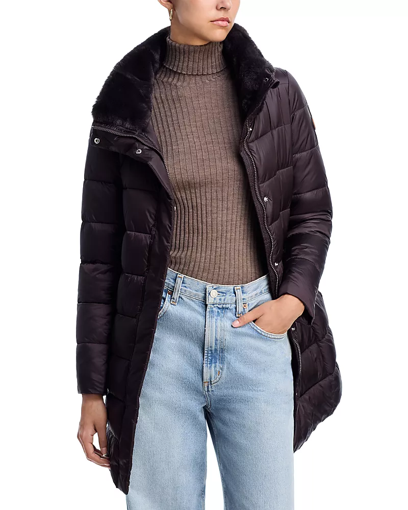 Save The Duck Dalea Faux Fur Trim Puffer Coat
